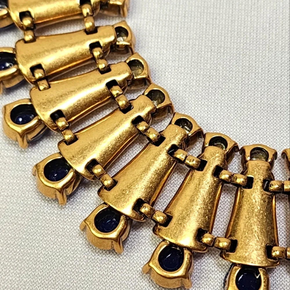 J. Crew Gorgeous Gold, Blue And White Statement Necklace